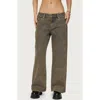 Edikted Petite Zahra Mud Wash Low Rise Colored Wash Jeans In Green