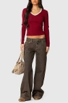 Edikted Petite Zahra Mud Wash Low Rise Colored Wash Jeans