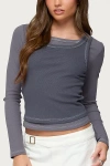 Edikted Zane Contrast Layered Long Sleeve Top In Gray