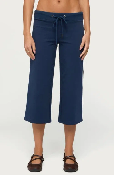 Edikted Zanele Side Stripe Capri Sweatpants In Blue