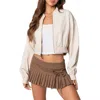 Edikted Zarria Crop Bomber Jacket In Beige
