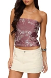 Edikted Zelda Bead & Sequin Strapless Top