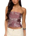 Edikted Zelda Bead & Sequin Strapless Top