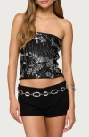 Edikted Zelda Bead & Sequin Strapless Top In Black, Women's At Urban Outfitters In Black