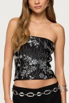 Edikted Zelda Bead & Sequin Strapless Top In Black, Women's At Urban Outfitters