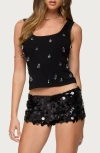 Edikted Zelena Crystal Embellished Rib Tank In Black