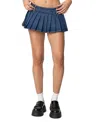 Edikted Zenia Denim Pleated Mini Skort In Dark Blue