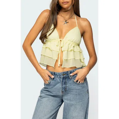 Edikted Zephi Split Front Ruffle Top