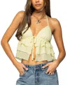 Edikted Zephi Split Front Ruffled Top