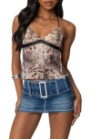 Edikted Ziena Leopard Print Backless Halter Tank In Leopard