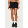 Edikted Ziggie Drawstring Denim Miniskirt In Black