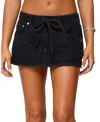 Edikted Ziggie Drawstring Denim Miniskirt In Black