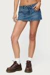 Edikted Ziggie Tie Front Denim Miniskirt