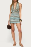 Edikted Ziggy Open Back Knit Halter Minidress In Blue