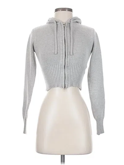 Pre-owned Edikted Zip Up Hoodie In Gray