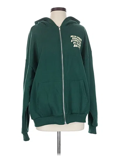 Pre-owned Edikted Zip Up Hoodie In Green