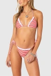 Edikted Zora Striped Triangle Bikini Top In Red, Women's At Urban Outfitters
