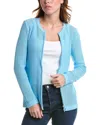 Edinburgh Knitwear Pointelle Jacket In Blue