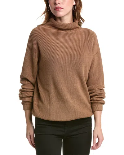 Edinburgh Knitwear Shaker Knit Funnel Sweater In Brown