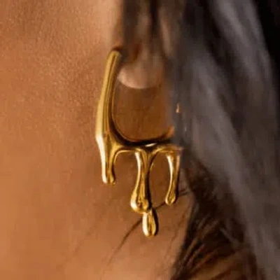 Edit & Oak Drip Drop Hoop Earrings In Gold