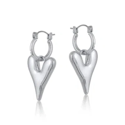 Edit & Oak Drop Heart Hoop Earrings In White