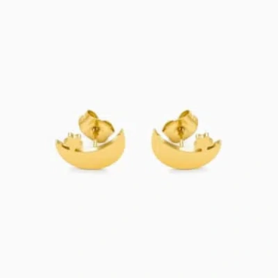 Edit & Oak Moon & Star Stud Earrings In Gold