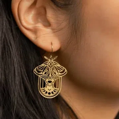 Edit & Oak Moth Face Earrings – Brass In Gold