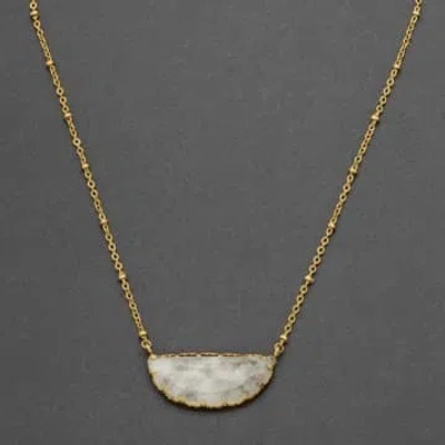 Edit & Oak Natural Stone Half Moon Chain Necklace In Gold