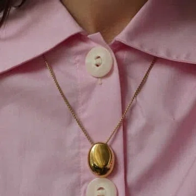 Edit & Oak Polished Steel Pebble Pendant Necklace In Gold