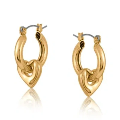Edit & Oak Puff Heart Hoop Earrings In Gold
