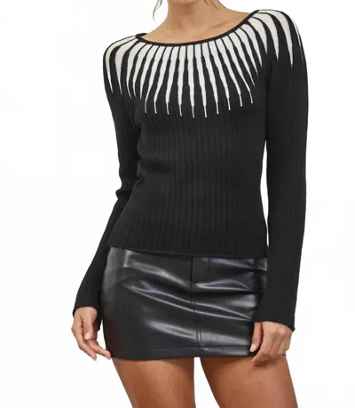 Edit By Nine Aurora Long Sleeve Sweater In Black/ White In Multi