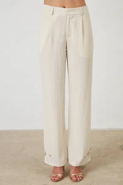 Edit By Nine Buttoned Hem Woven Pants In Natural In White