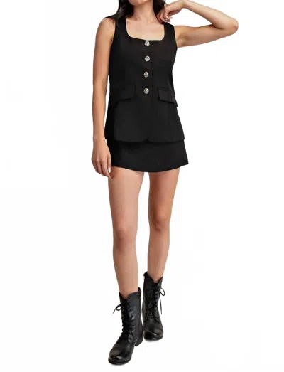 Edit By Nine Front Button Closure Mini Dress In Black