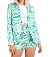 Edit By Nine Lucia Palm Print Satin Blazer In Lime Green In Green