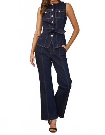 Edit By Nine Prim And Proper Set Top In Denim In Blue