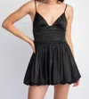 Edit By Nine Ruched Bubble Hem Woven Dress In Black