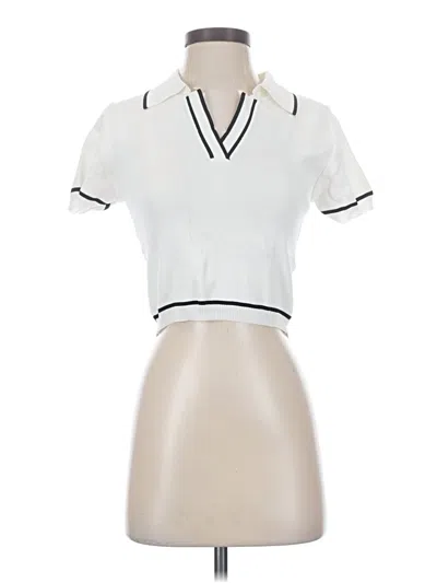 Pre-owned Edit By Nine Short Sleeve Blouse In Ivory