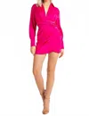 Edit By Nine Silk Mini Wrap Skirt Dress In Hot Pink In Pink