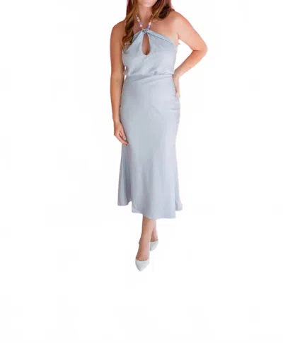 Edit By Nine Starlight Halter Neck Midi Dress In Silver In Blue