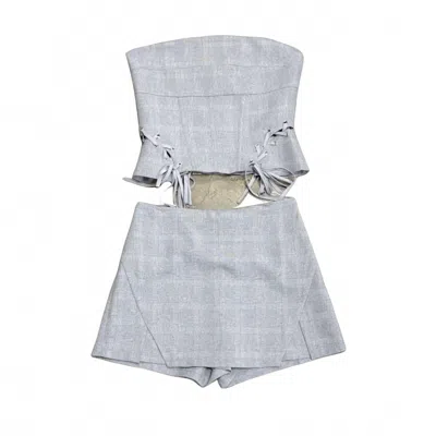 Edit By Nine Women's Herringbone Skort & Corset Top Set In Gray