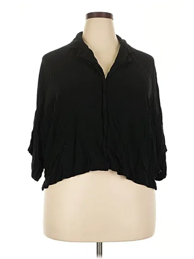 Pre-owned Edited 3/4 Sleeve Button Down Shirt In Black