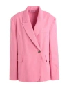 Edited Woman Blazer Pink Size 12 Organic Cotton, Linen In Pink