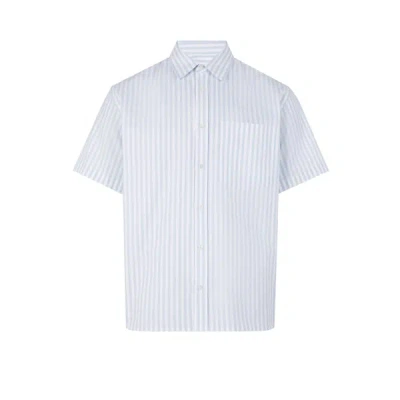 Editions 102 Borge Striped Cotton Shirt In Bleu