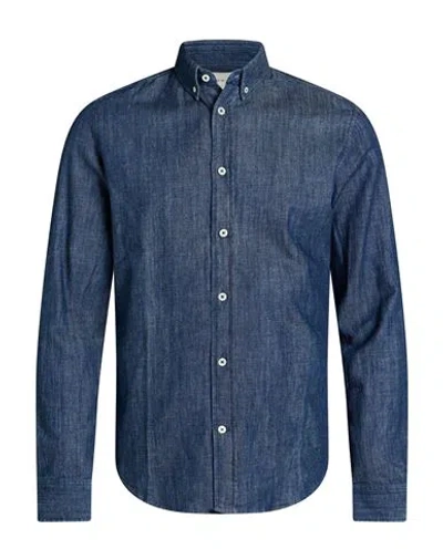 Editions 102 Man Denim Shirt Blue Size Xs Organic Cotton