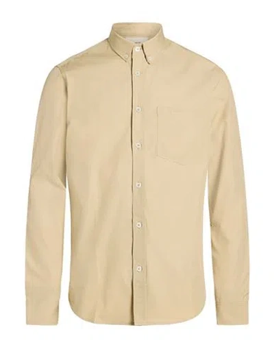 Editions 102 Man Shirt Beige Size S Organic Cotton In Yellow