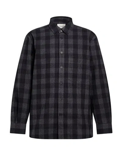 Editions 102 Man Shirt Charcoal Size L Organic Cotton In Gray