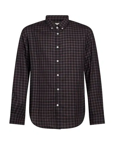 Editions 102 Man Shirt Navy Size Xl Organic Cotton In Brown