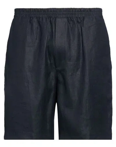 Editions 102 Man Shorts & Bermuda Shorts Midnight Blue Size Xl Linen In Black