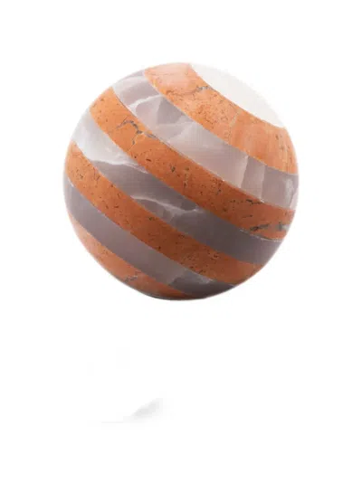 Editions Milano Alice Striped Marble Paperweight In Orange