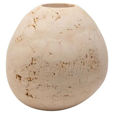 Pre-owned Editions Milano Lapis Beige Travertine Vase By Elisa Ossino In Brown